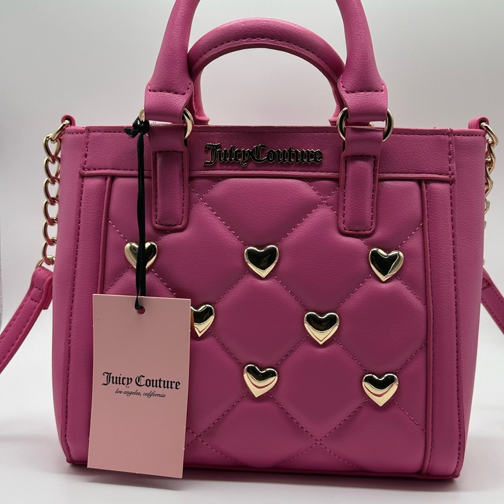Juicy Couture Bubble Gum Pink Quilted Heart Bag - Picture 1 of 7
